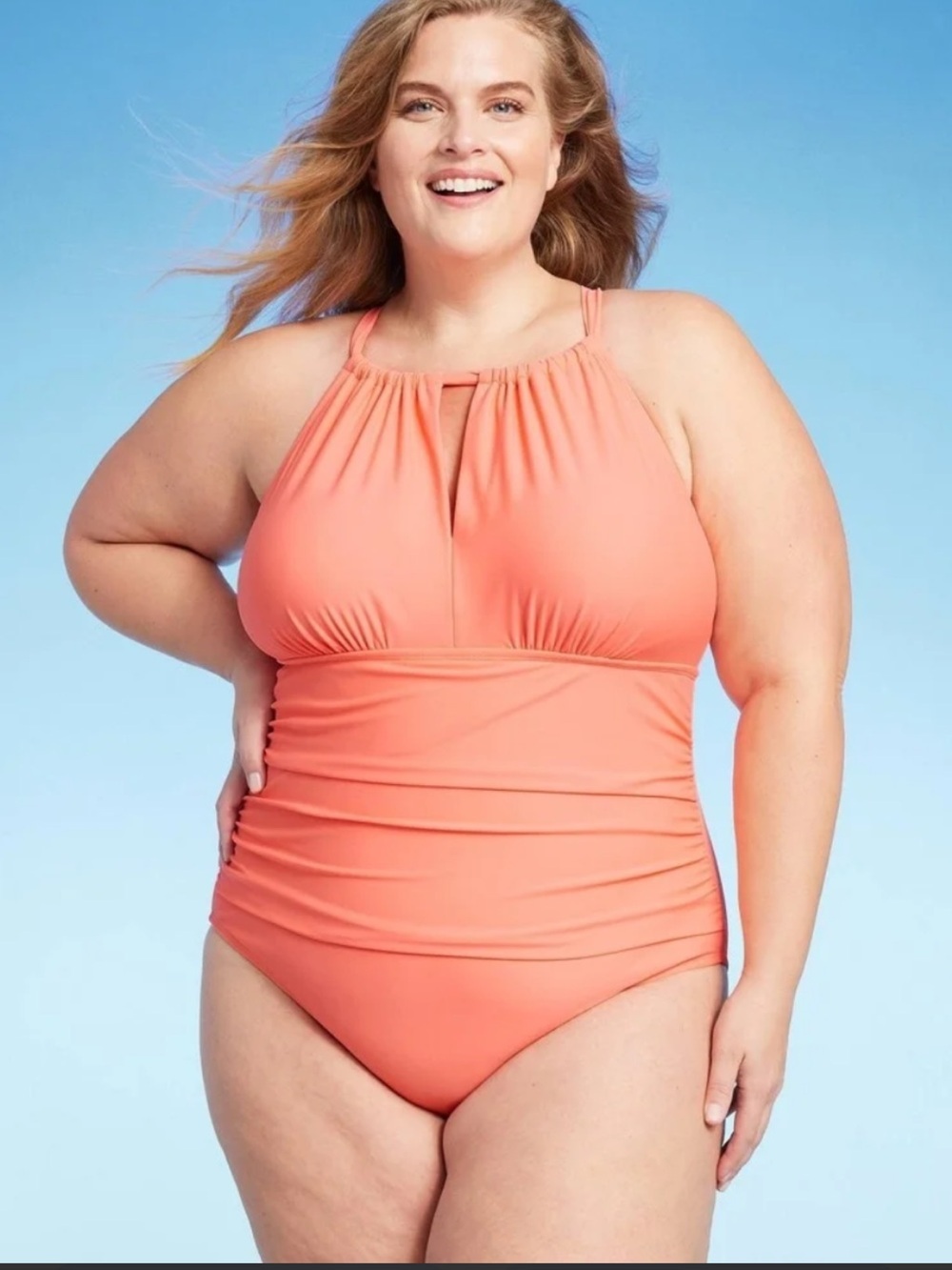 Kona sol coral one piece swimsuit size 14 .